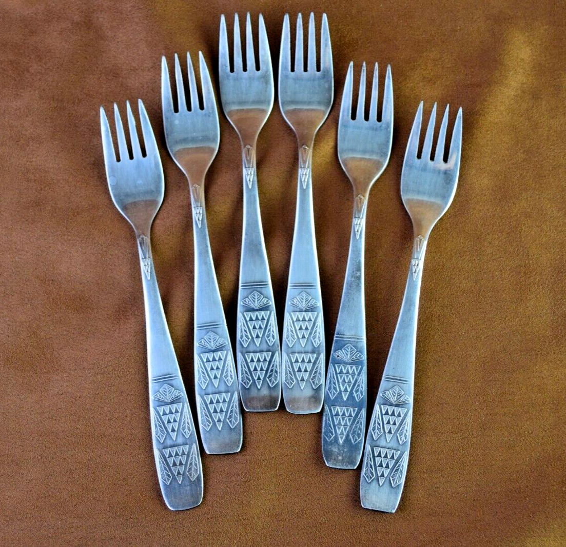 Soviet Set of 6 Vintage Table Forks Silver Plated Melchior Kiev Сhestnut UKRAINE