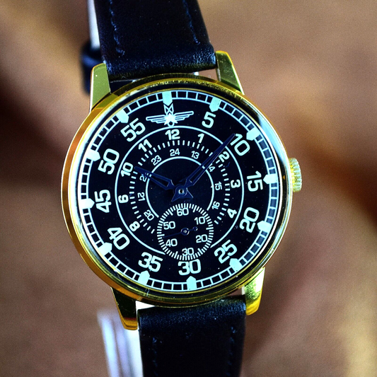 Soviet Watch Pobeda Pilot Vintage Military Aviation Mechanical Men's Wristwatch
