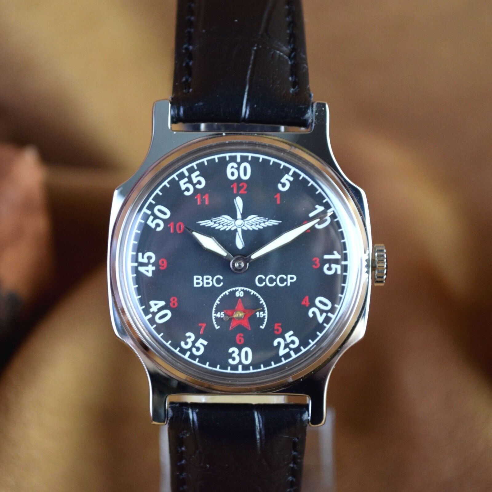 Soviet Wristwatch Pobeda Pilot Vintage ZIM Aviator Mens Military Wristwatch USSR