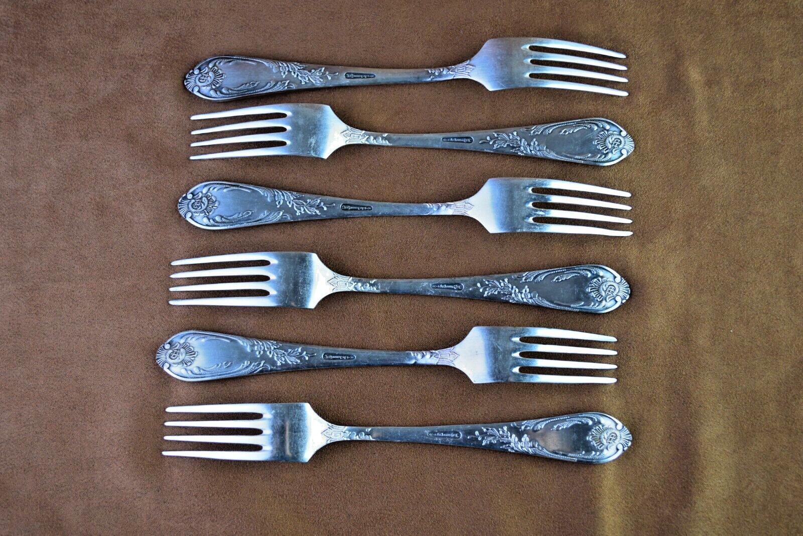 Soviet Vintage Table Forks Silver Plated Melchior Set of 6 USSR Soviet ZISH