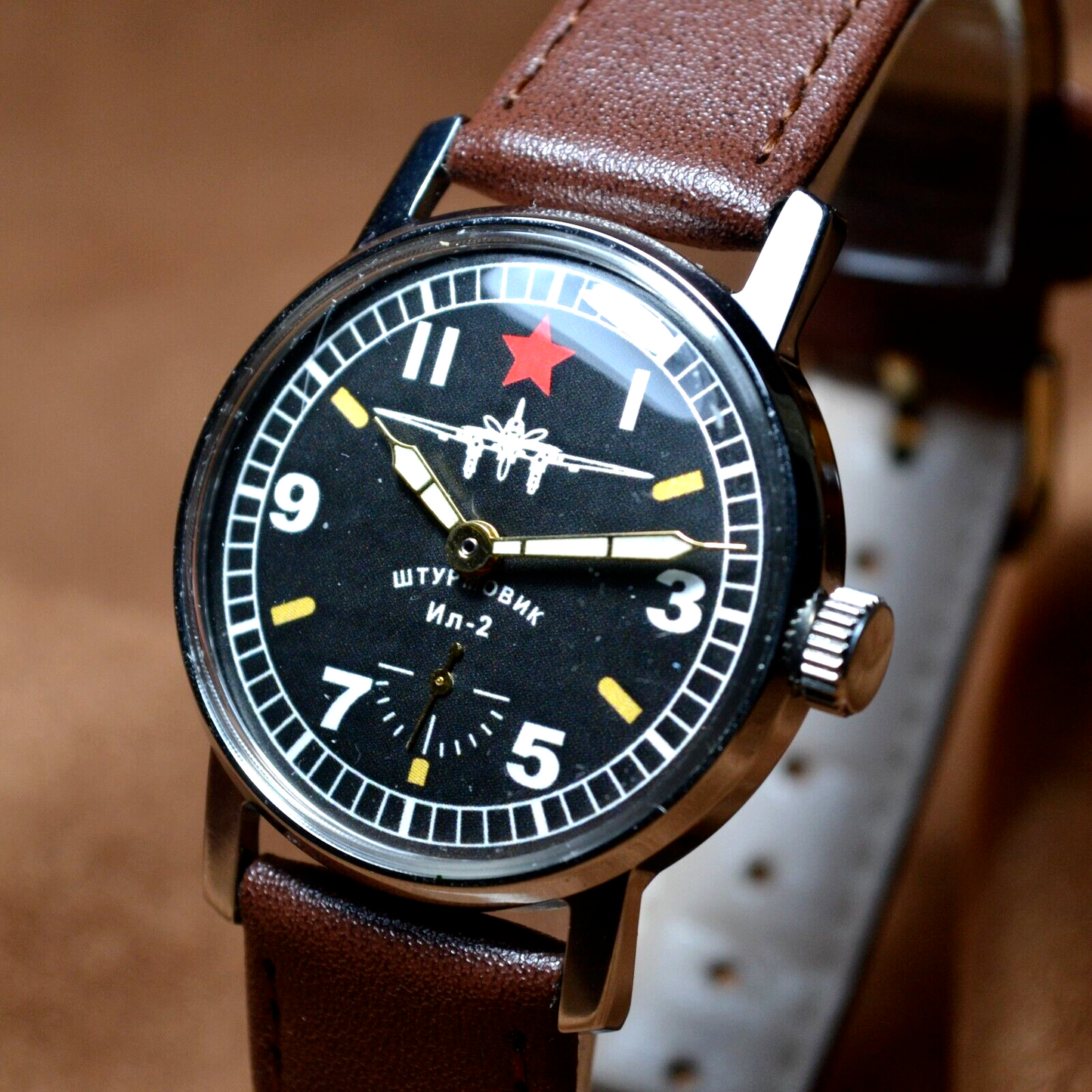 Wristwatch Pobeda Pilot Vintage ZIM Aviator Mens Soviet Military Wristwatch USSR