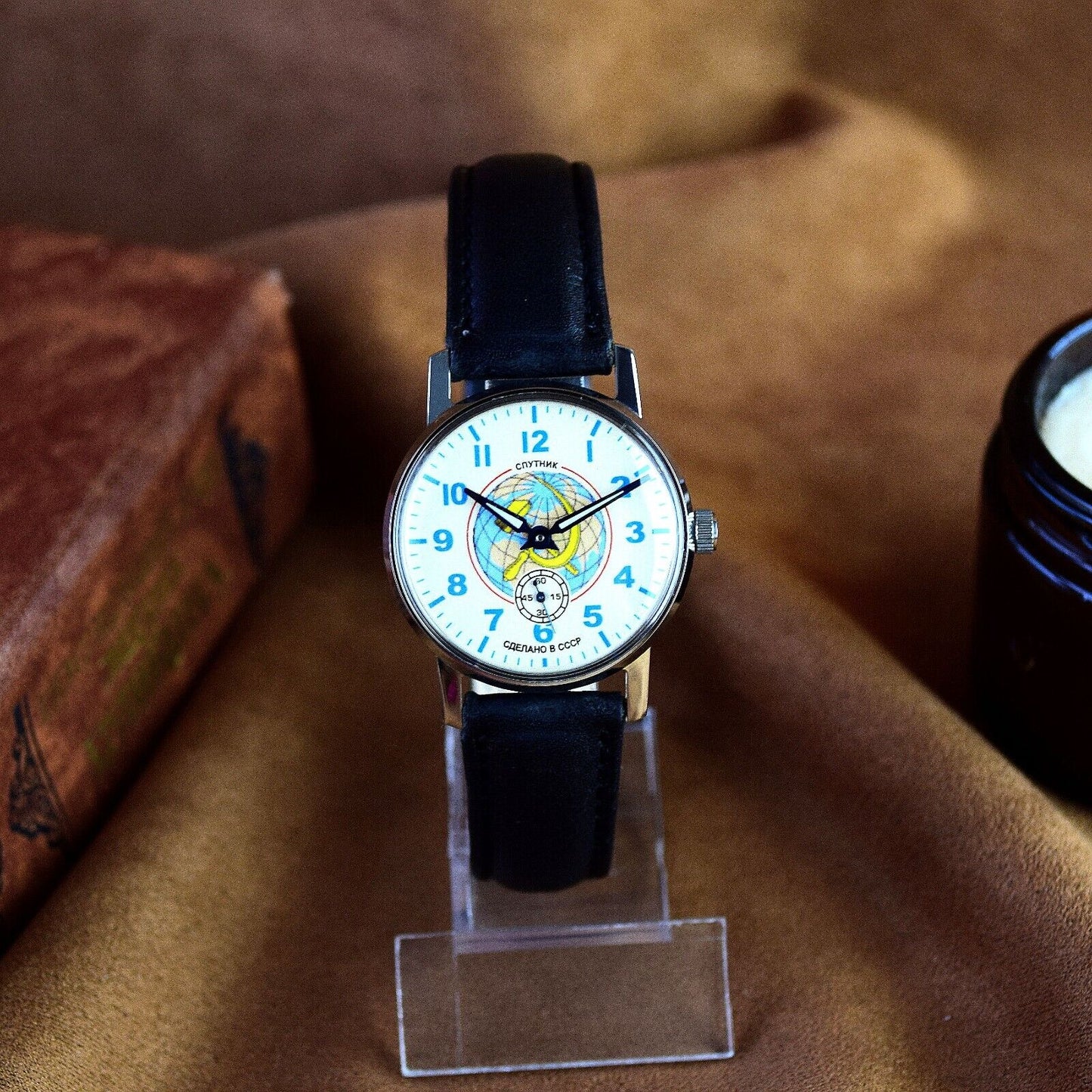 Soviet Wristwatch Pobeda Sputnik Vintage Aviator Mens Soviet Military Wristwatch