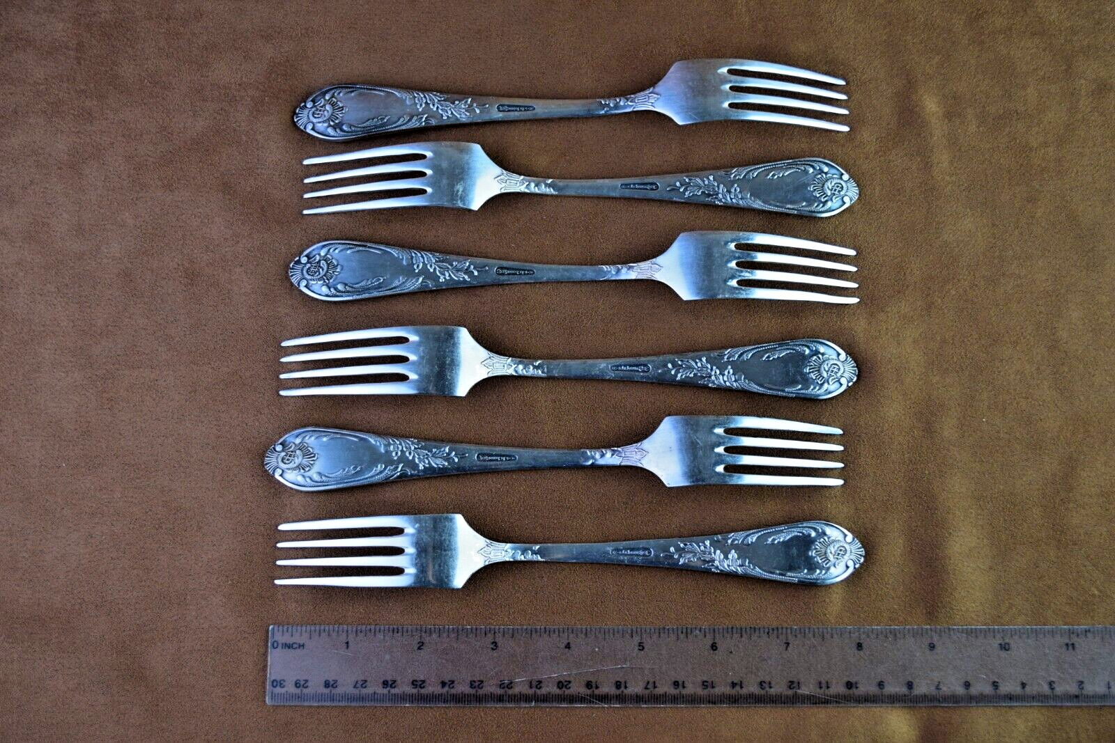 Soviet Vintage Table Forks Silver Plated Melchior Set of 6 USSR Soviet ZISH