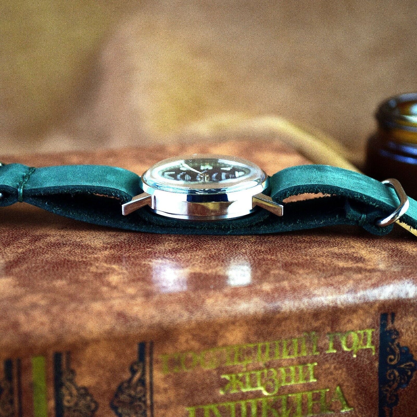 Vintage Watch Pobeda Space Program Yuri Gagarin Soviet Watch with Leather Band