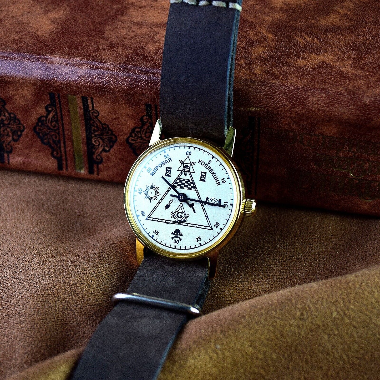 Wristwatch Pobeda Masonic Style Vintage ZIM Mens Soviet Military Wristwatch USSR