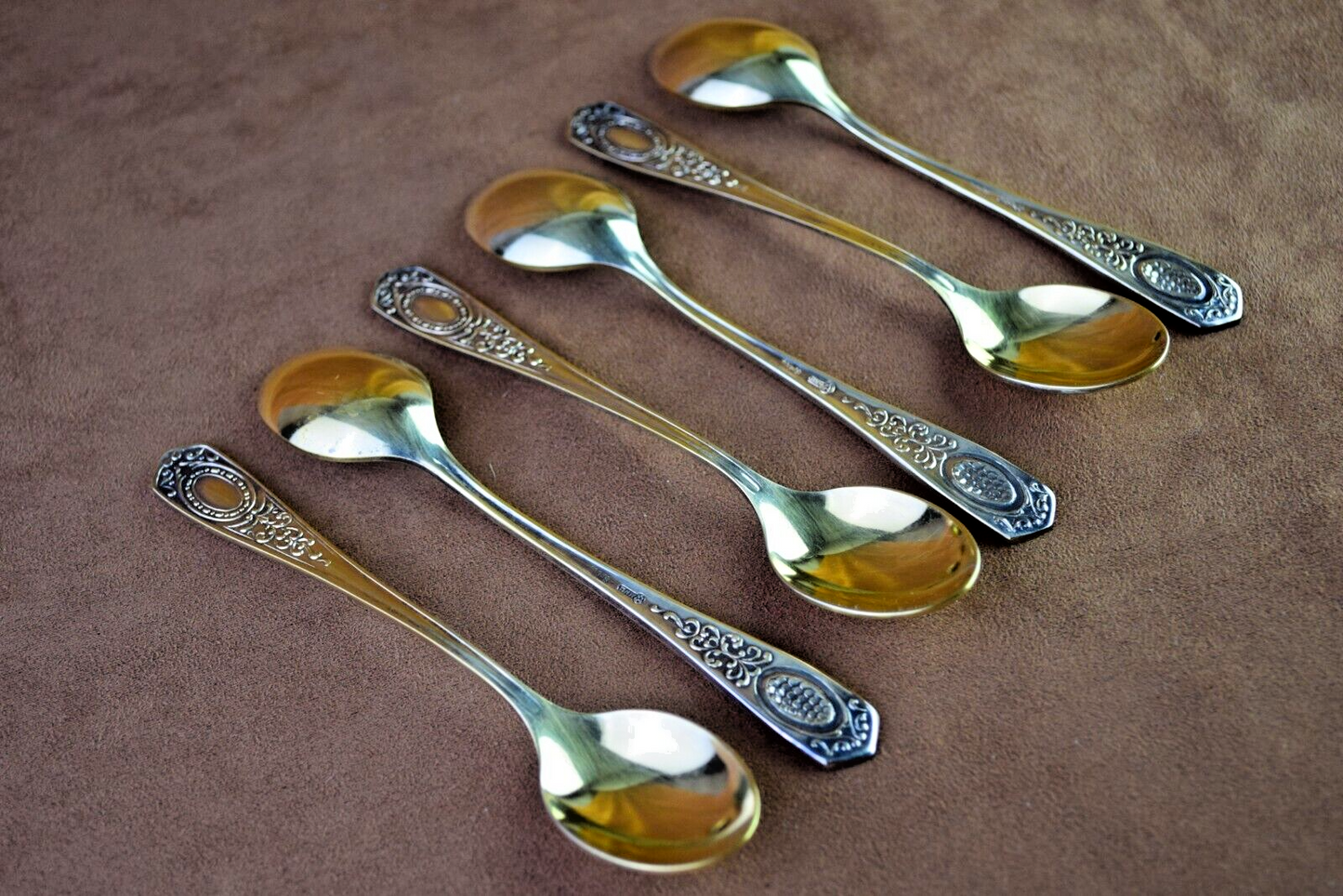 Vintage Soviet Set of 6 Tea Spoons Gold Plated Vintage Spoons Zish Vintage