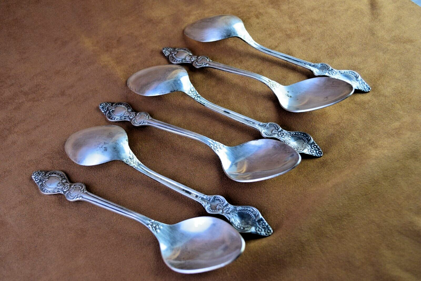 Vintage SOVIET Table Spoons Set of 6 SPOONS Wild Rose Pattern Melchior spoons