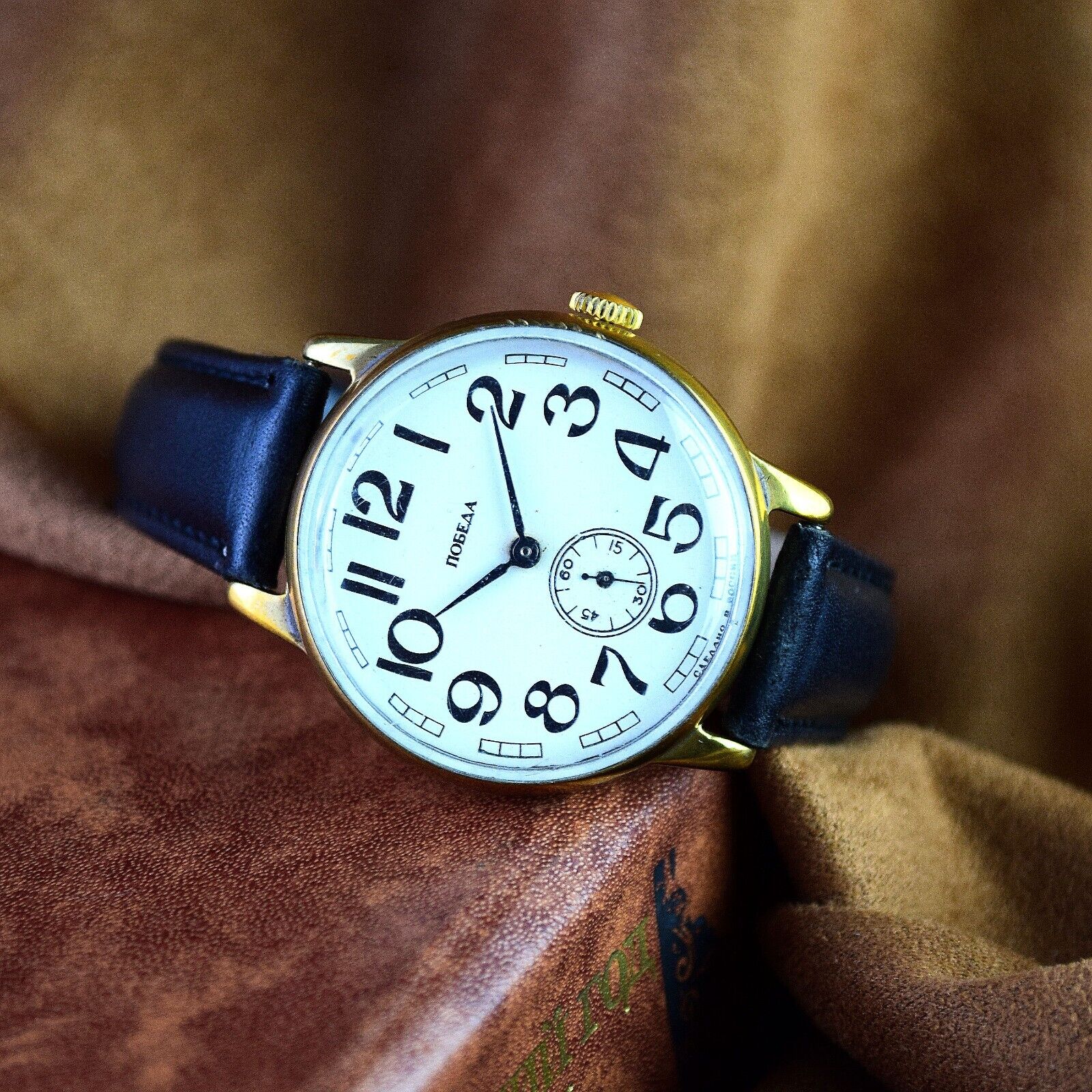 Soviet Wristwatch Pobeda Big Numbers Vintage ZIM Mens Soviet Military Wristwatch