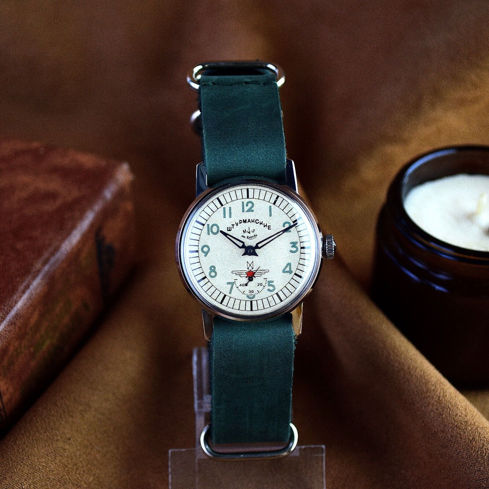 Vintage Watch Pobeda Shturmanskie Yuri Gagarin Soviet Watch with Leather Band