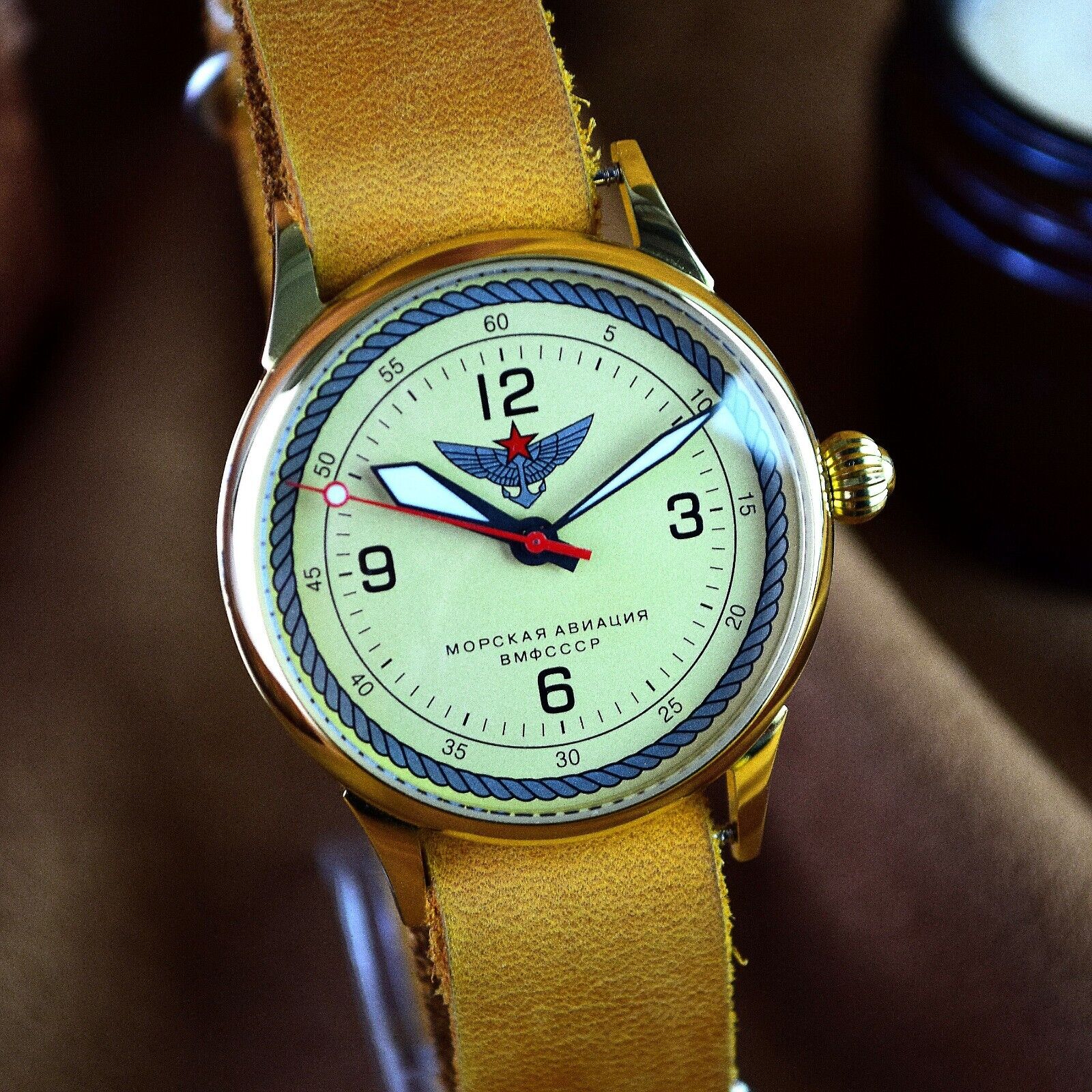 Soviet Wristwatch Raketa Aviator Mens Mechanical Watch Vintage USSR