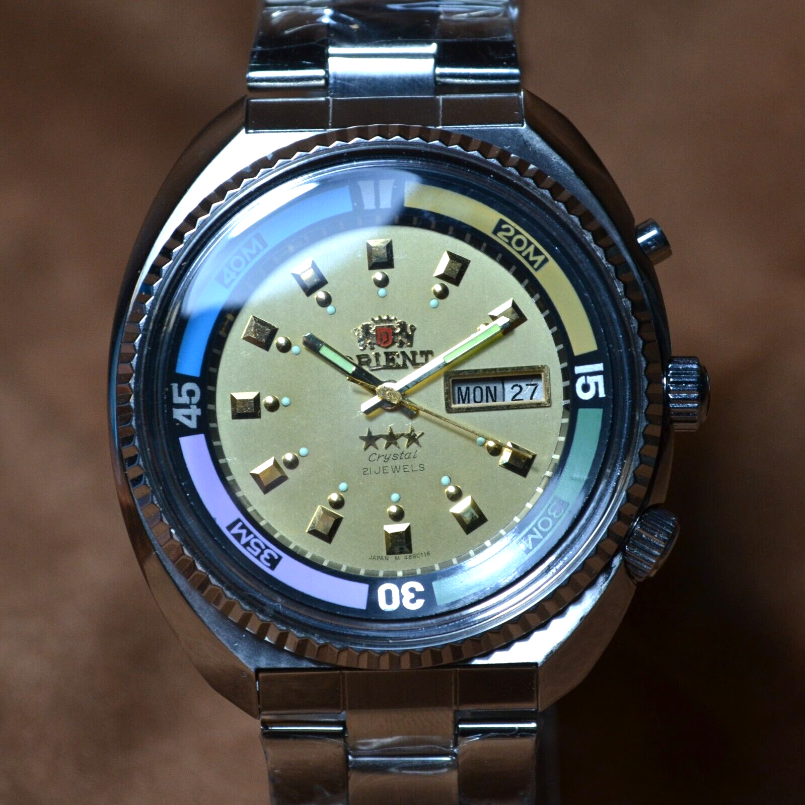 Watch Orient KING DIVER Automatic watch KD 21 JEWELS Original Japan Gold Dial