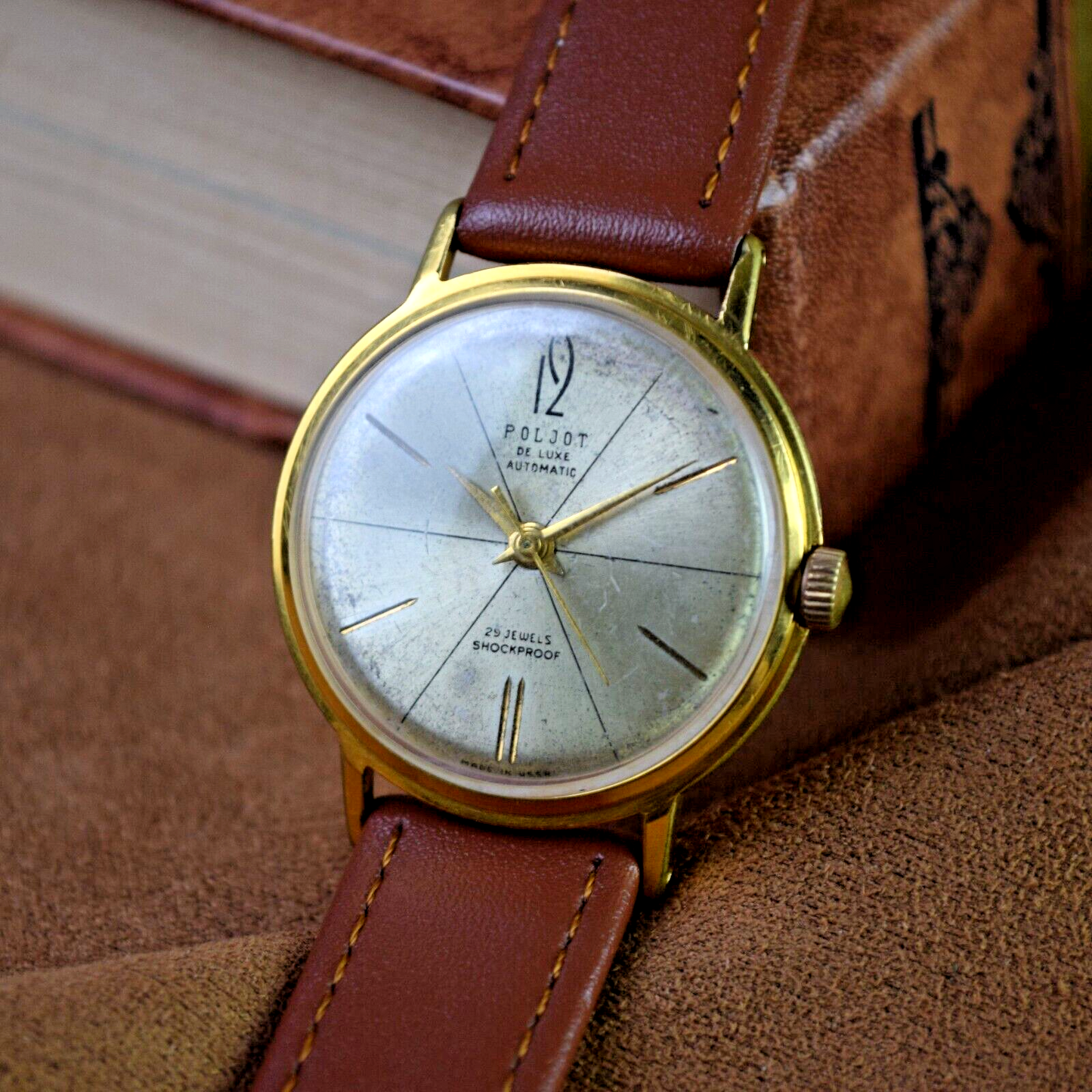 Soviet Wristwatch Automatic Poljot De Luxe Ultra Slim Men's Vintage 29 Jewels