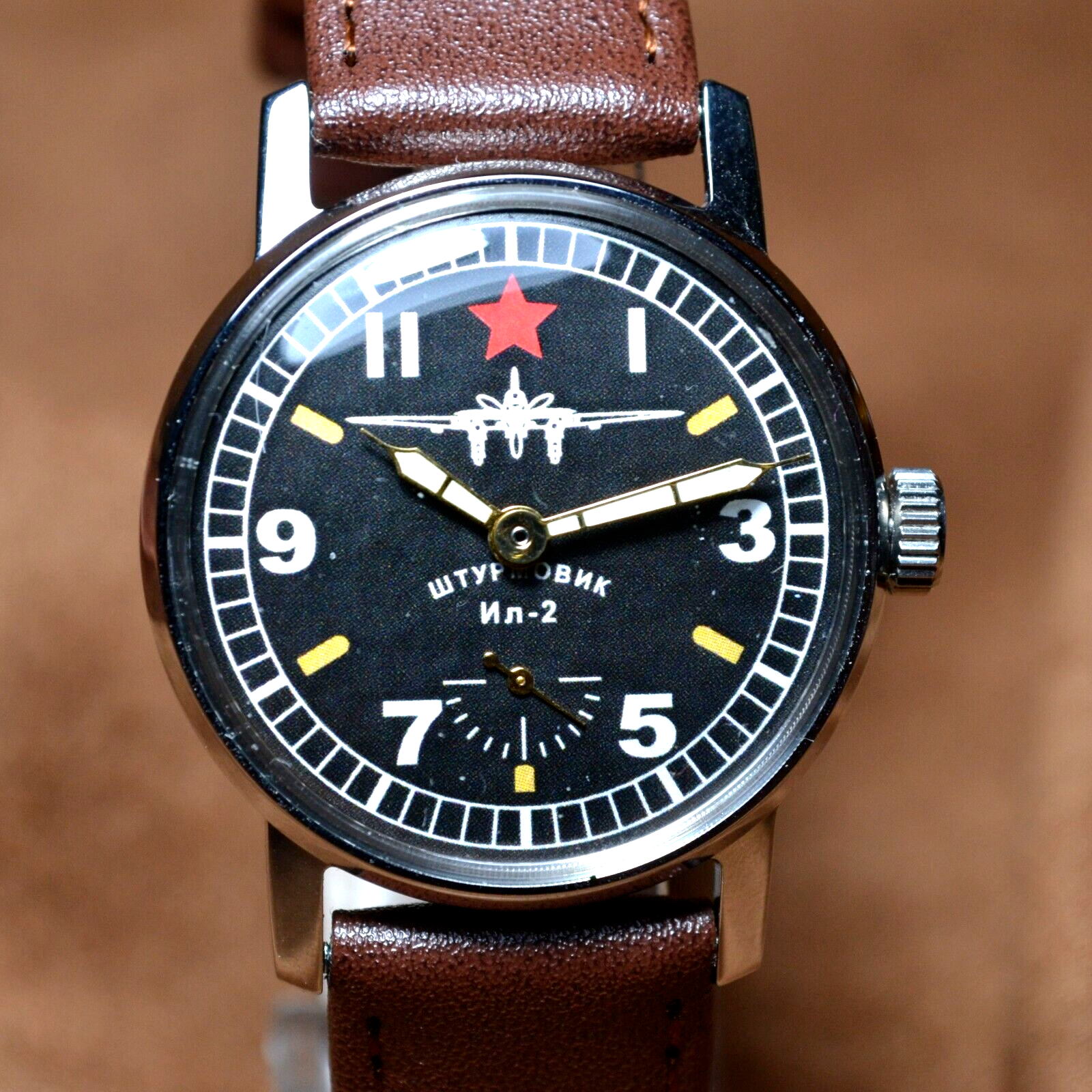 Wristwatch Pobeda Pilot Vintage ZIM Aviator Mens Soviet Military Wristwatch USSR