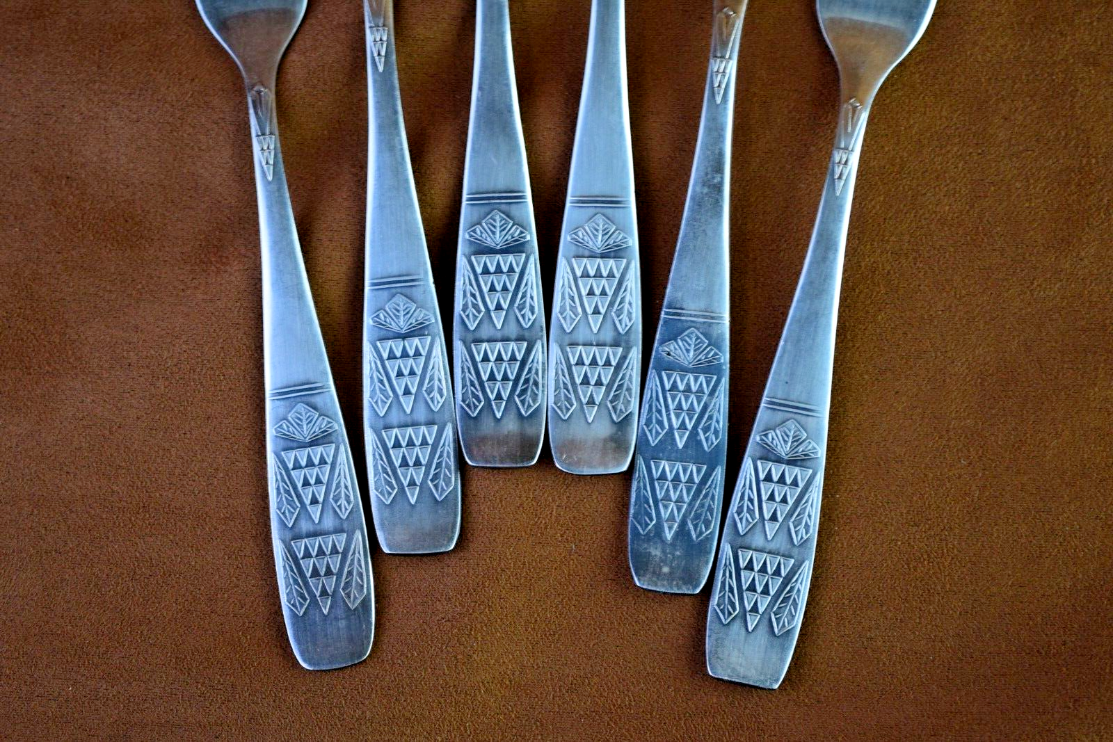 Soviet Set of 6 Vintage Table Forks Silver Plated Melchior Kiev Сhestnut UKRAINE