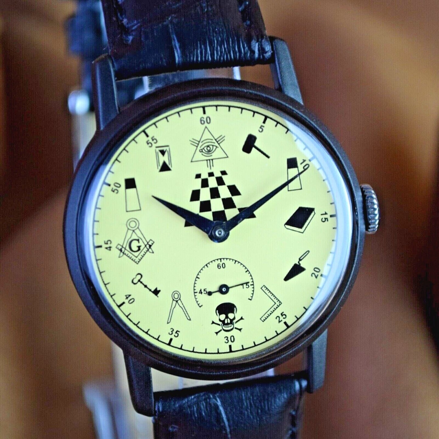 Soviet Watch Pobeda Masonic Style Vintage ZIM Wristwatch Mens Soviet Military