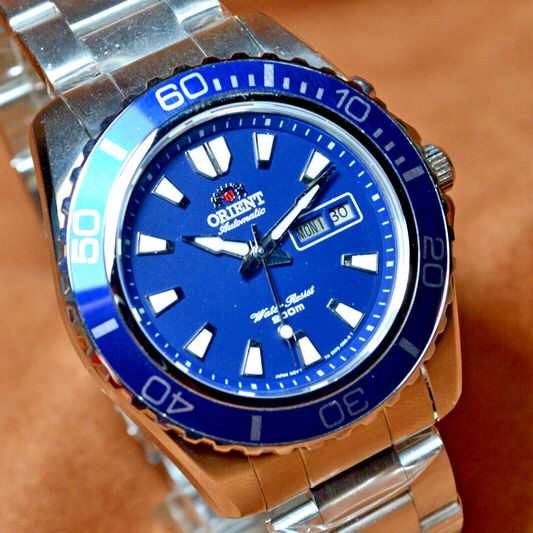 Japan Watch Orient MAKO Japanese Watch Automatic Diver Mens Wristwatch Blue Dial