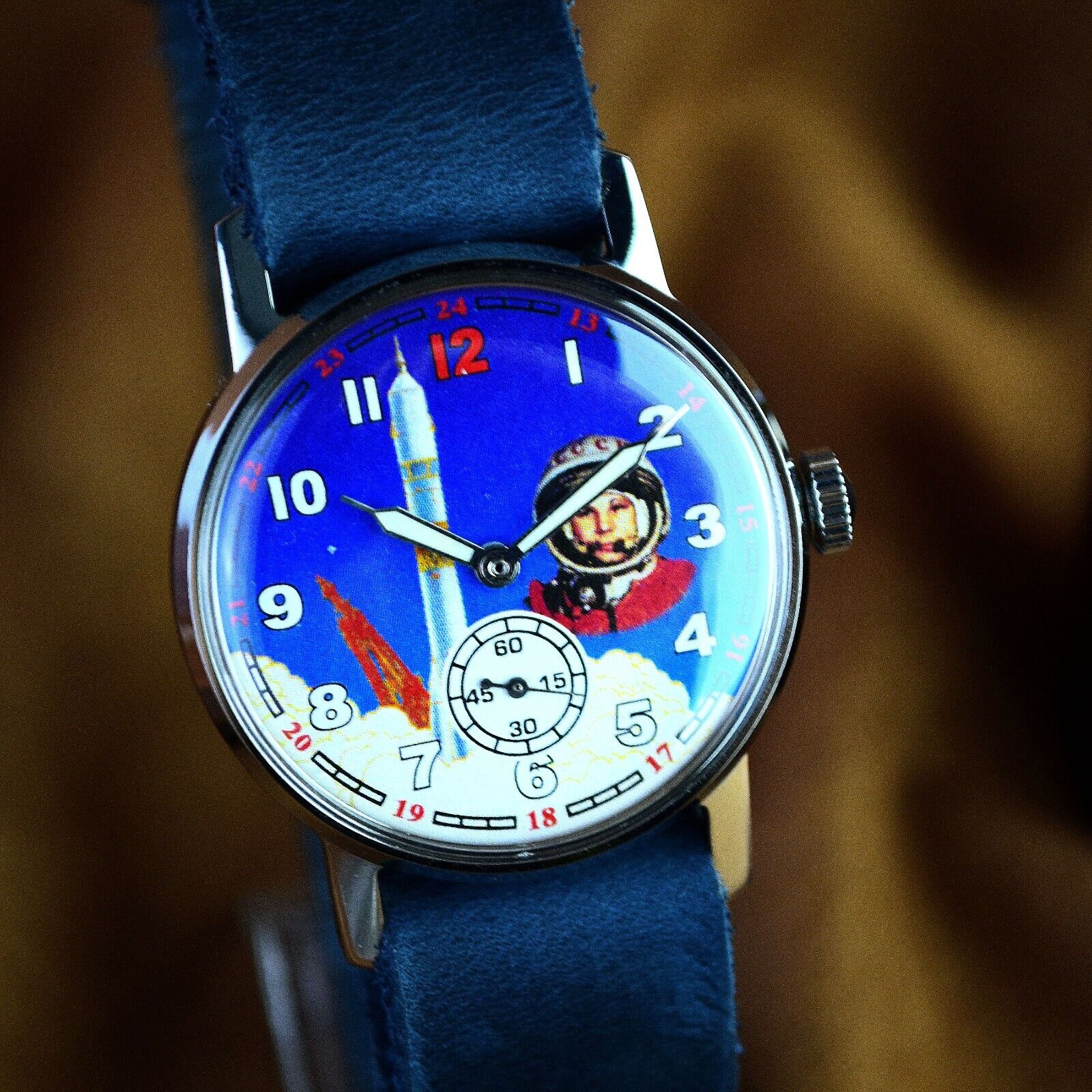 Vintage WristWatch Pobeda Space Program Yuri Gagarin Soviet Vintage Watch USSR