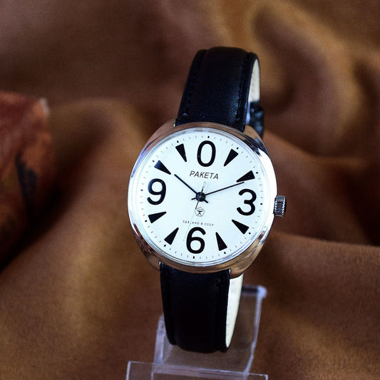 Vintage Wristwatch Raketa BIG ZERO Soviet USSR Watch Montre Homme White Dial