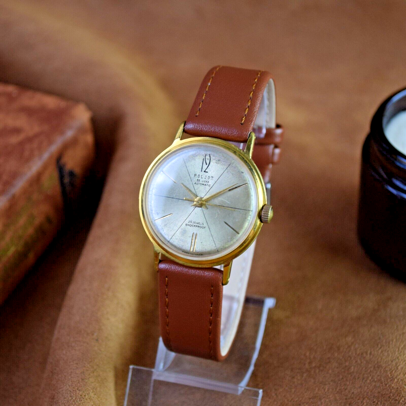 Soviet Wristwatch Automatic Poljot De Luxe Ultra Slim Men's Vintage 29 Jewels