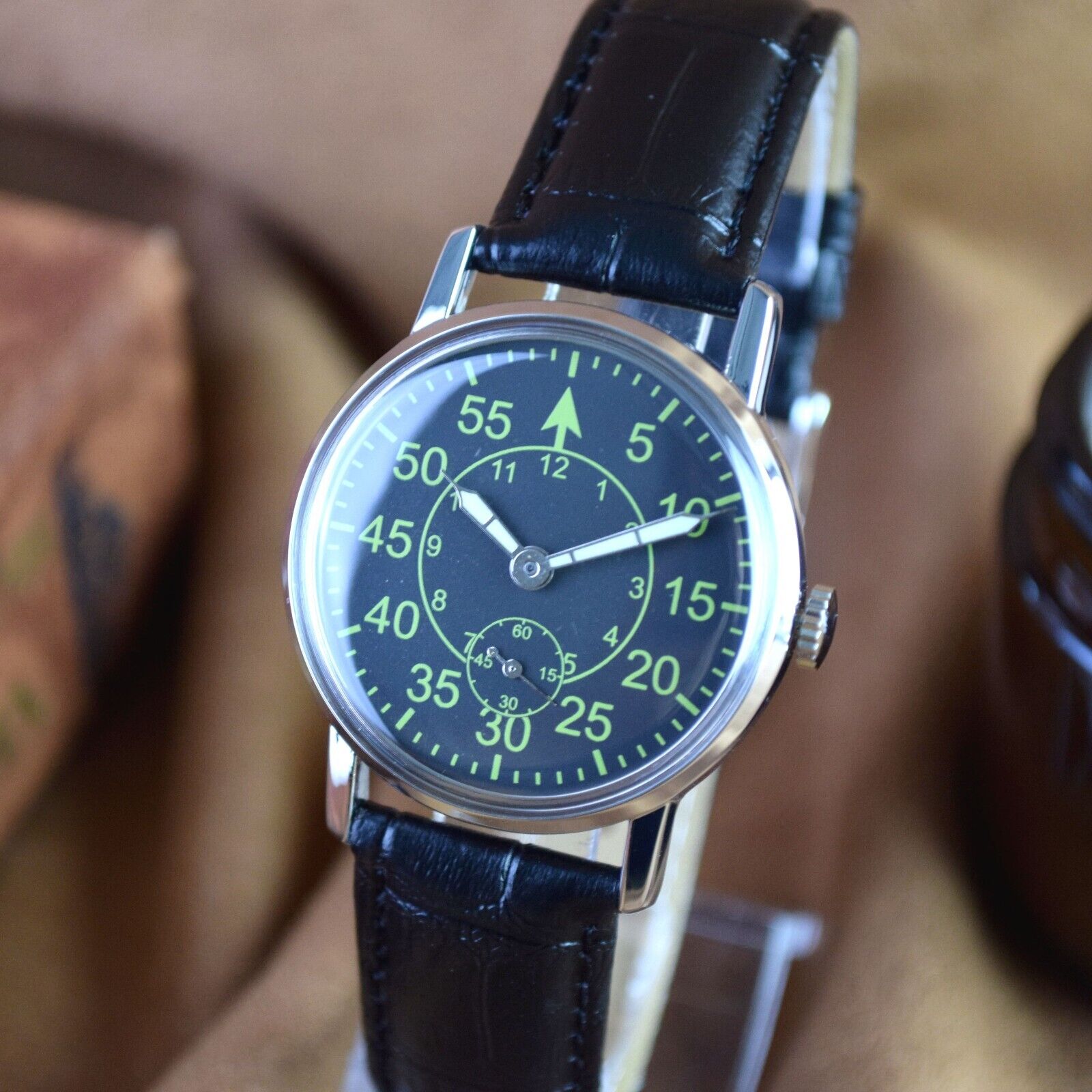 Soviet Wristwatch Pobeda Pilot Vintage ZIM Aviator Mens Military Wristwatch USSR