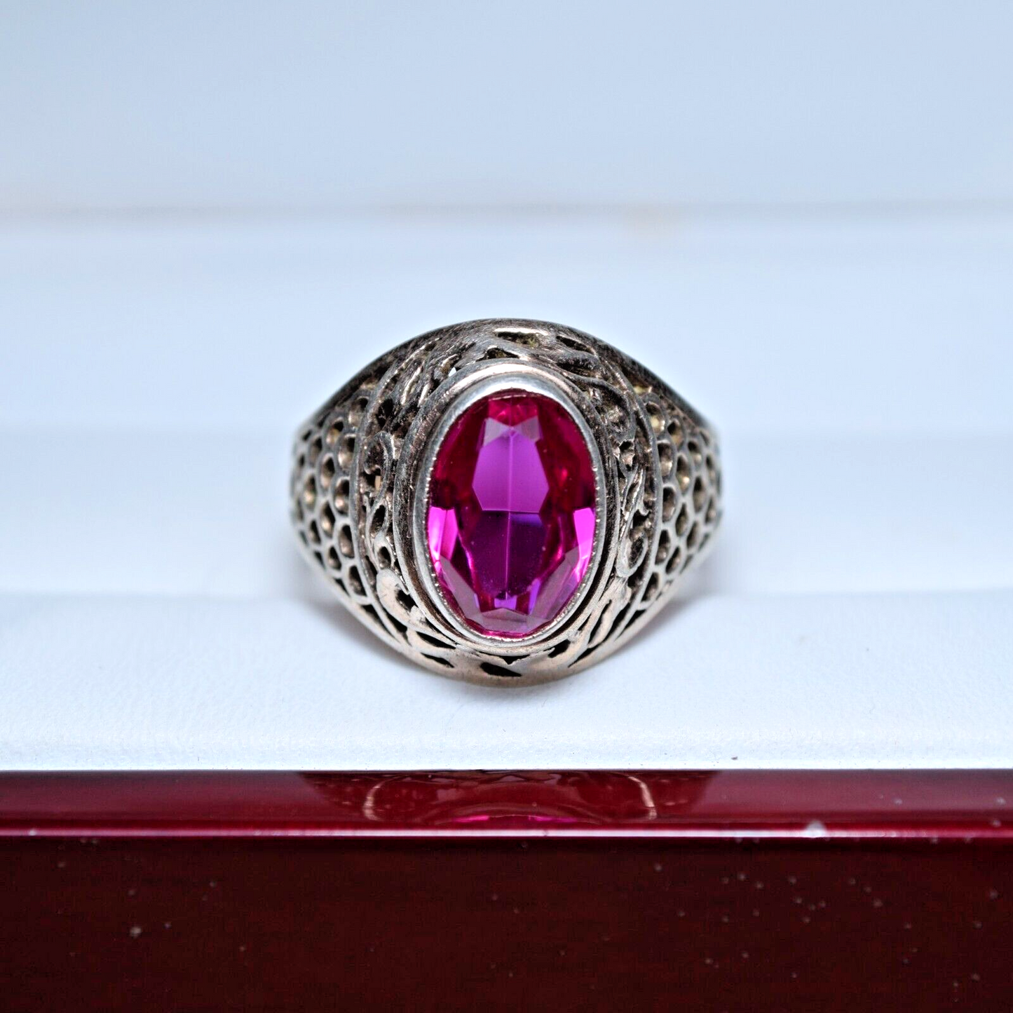 Soviet Silver Ring With Ruby Beautiful Ring Size 9.5 Weigt 5.55 g Antique Ring 