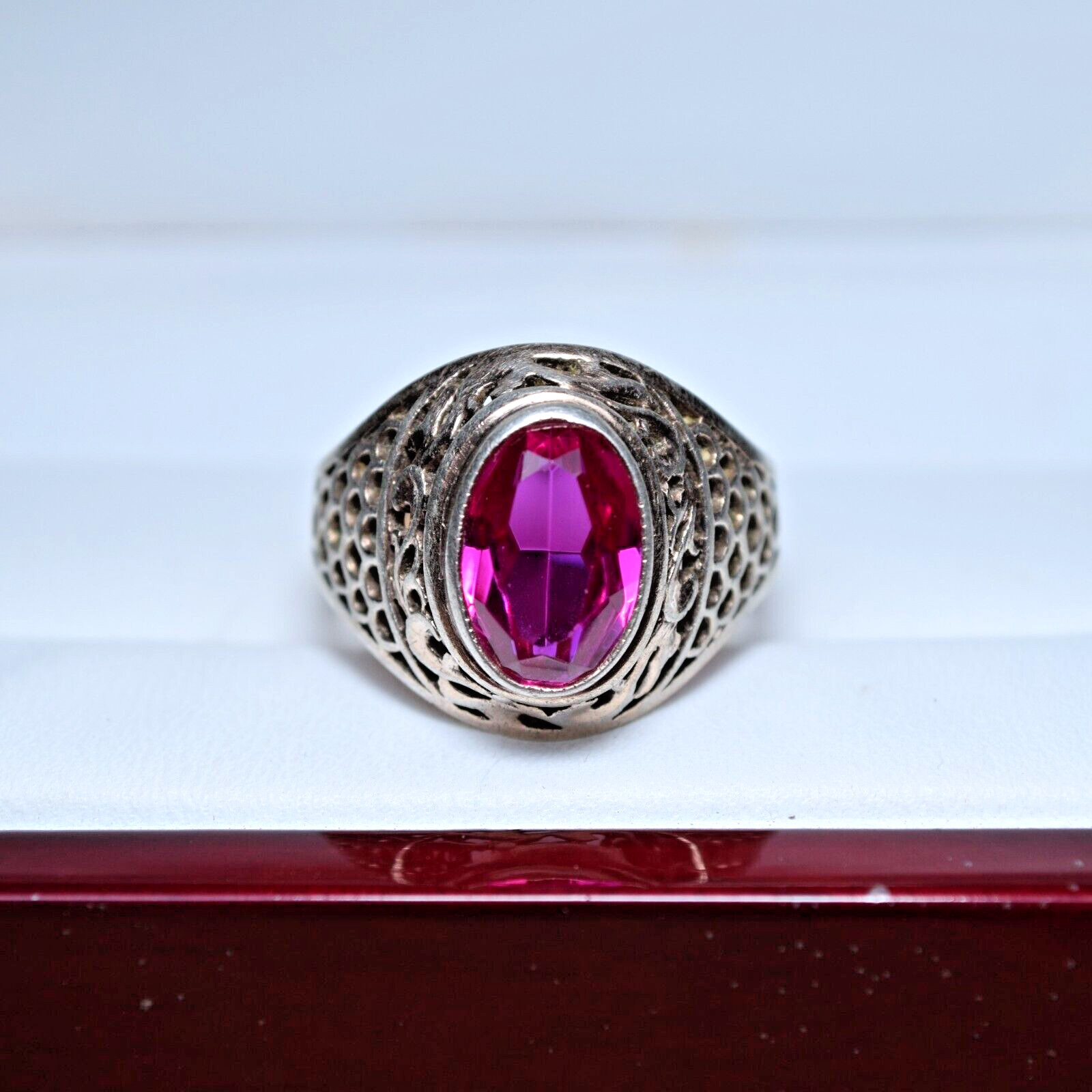 Soviet Silver Ring With Ruby Beautiful Ring Size 9.5 Weigt 5.55 g Antique Ring 