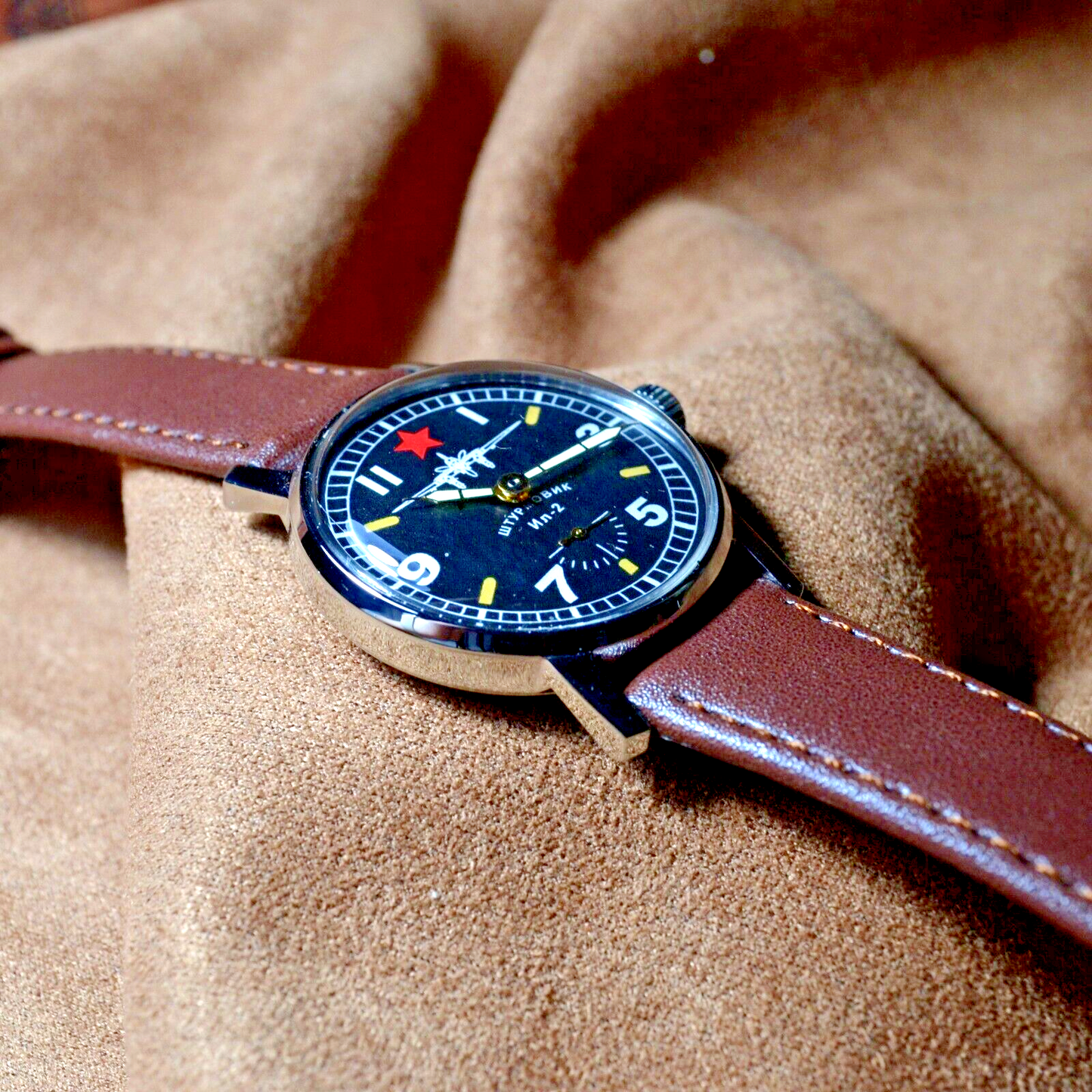 Wristwatch Pobeda Pilot Vintage ZIM Aviator Mens Soviet Military Wristwatch USSR