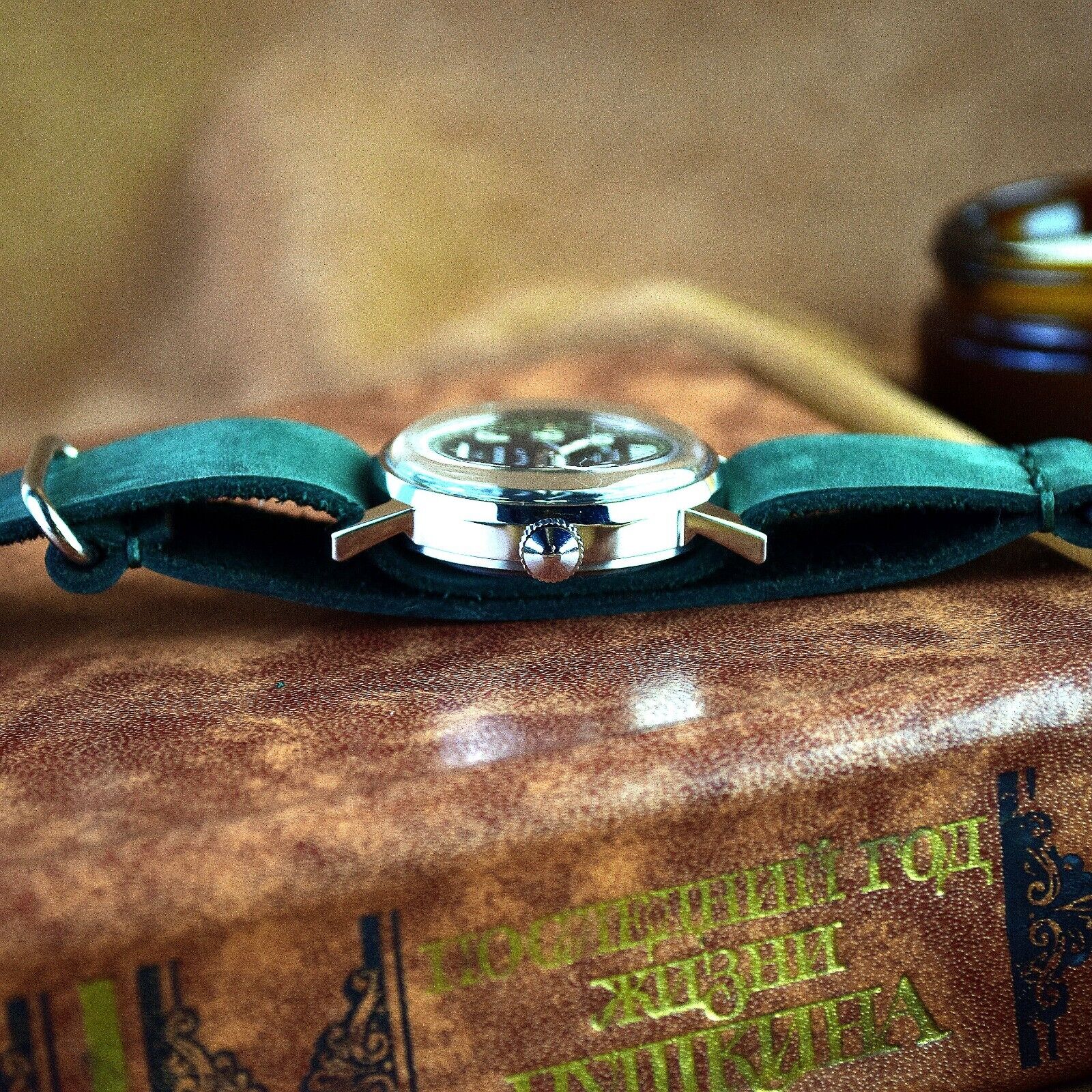 Vintage Watch Pobeda Space Program Yuri Gagarin Soviet Watch with Leather Band