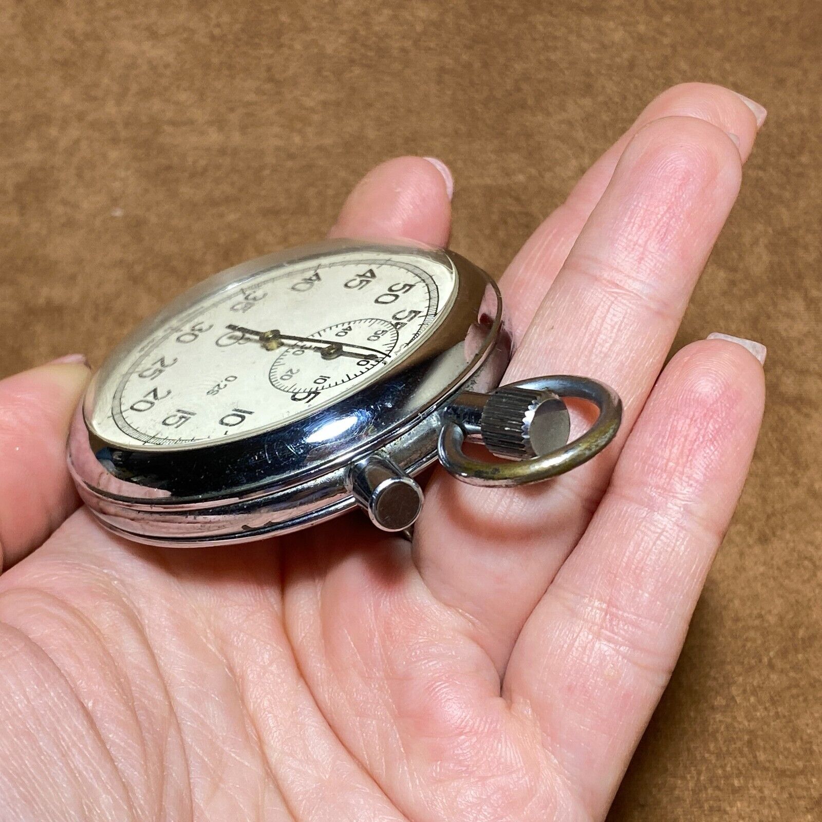 Soviet Stopwatch Two-Button Agat Zlatoust Mechanical Pocket Watch Made in USSR