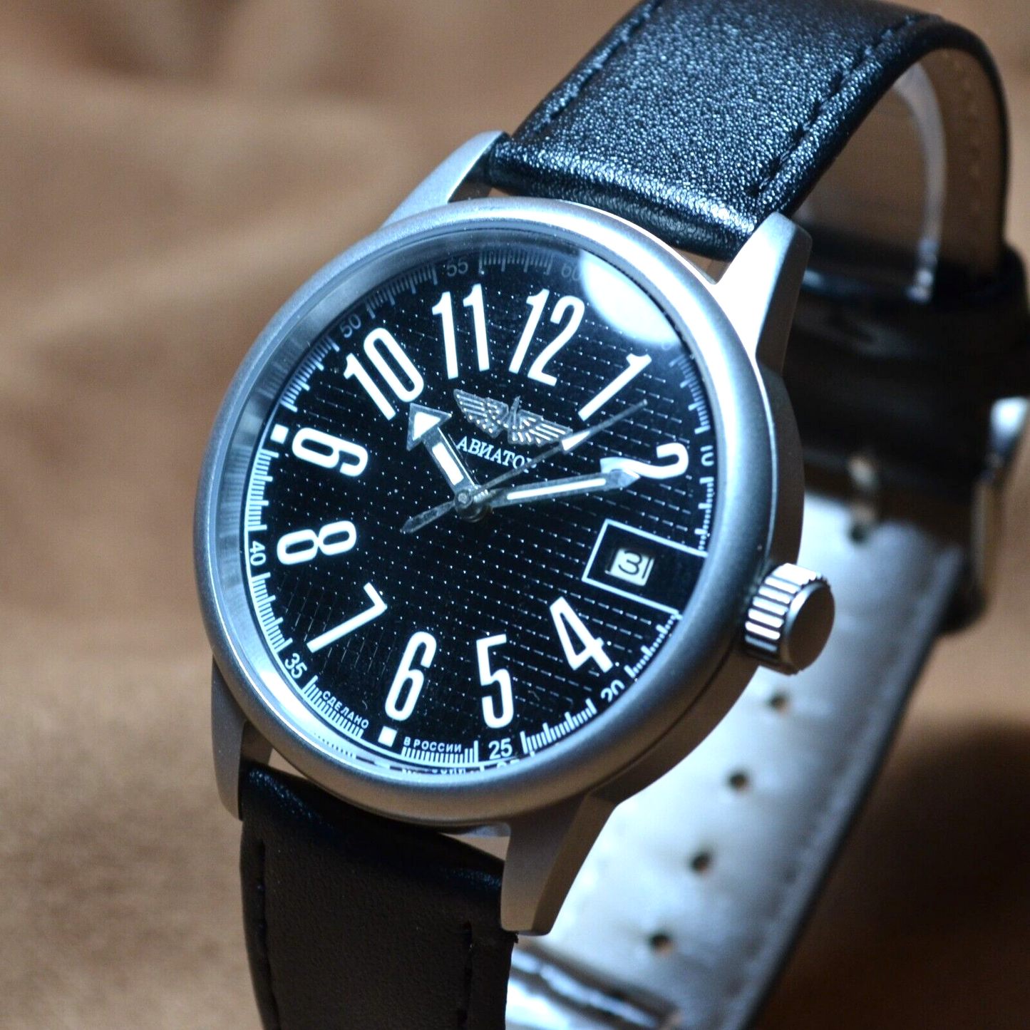 Soviet Wristwatch Raketa Aviator Mens Mechanical Watch Vintage 2614 Н USSR