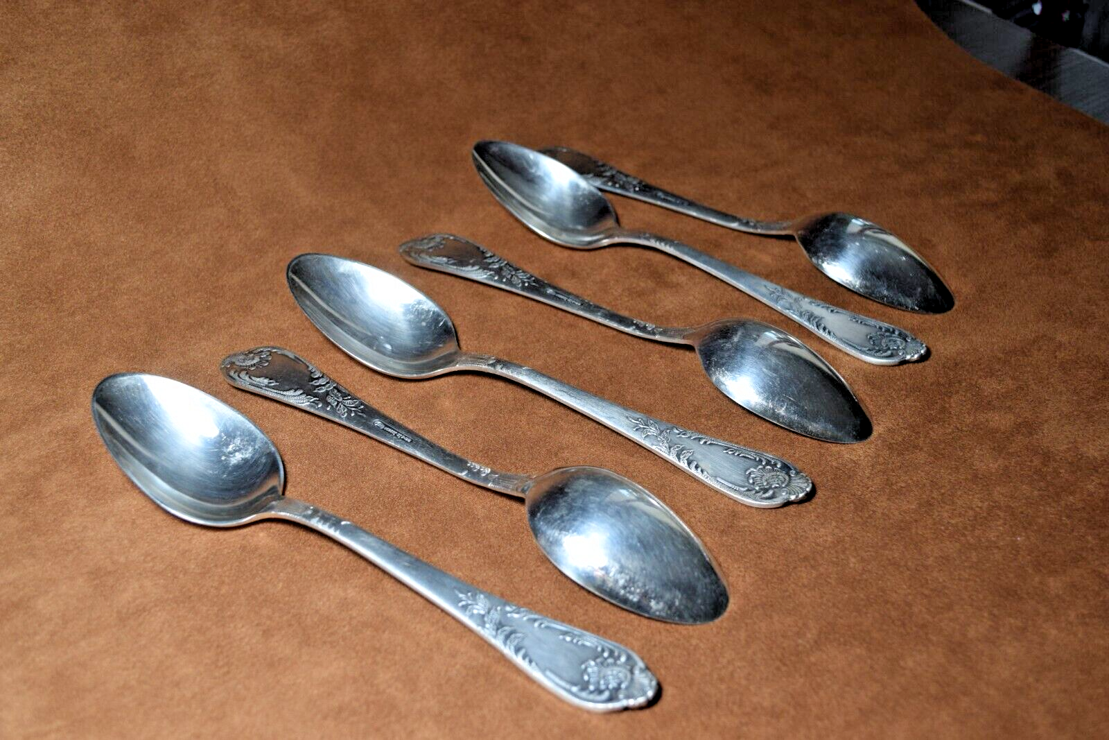 Soviet Vintage Dessert Spoons Set of 6 Silver Plated Melchior USSR Zish Vintage