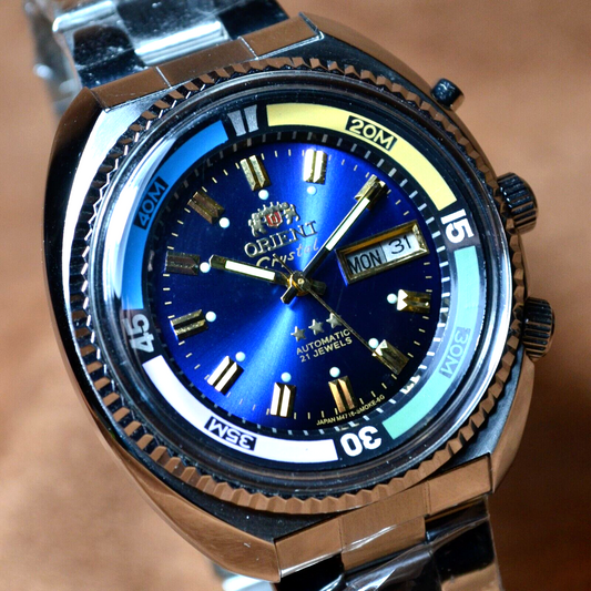 Japan Watch Orient KING DIVER Automatic Watch KD 21 JEWELS Original Blue Dial 