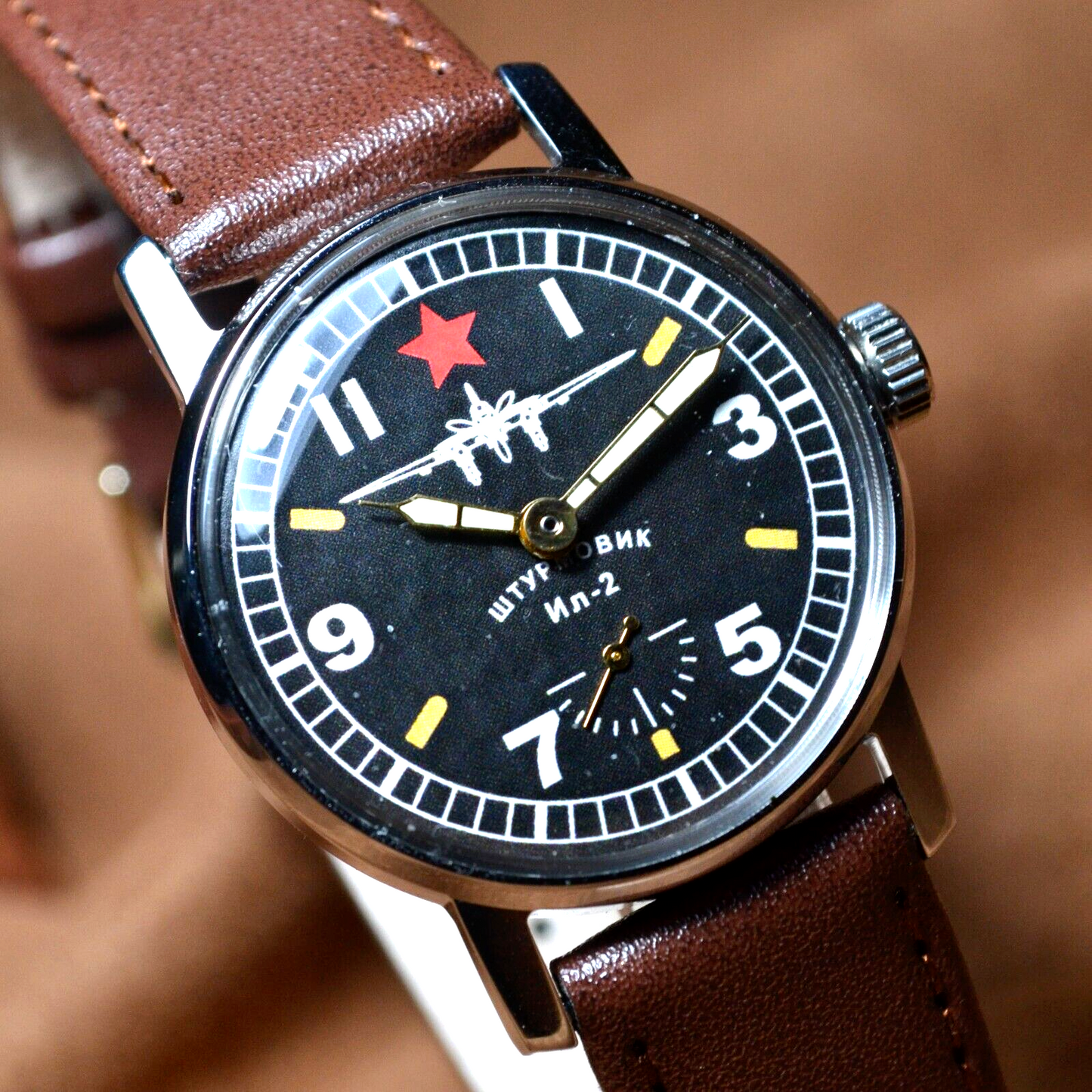 Wristwatch Pobeda Pilot Vintage ZIM Aviator Mens Soviet Military Wristwatch USSR