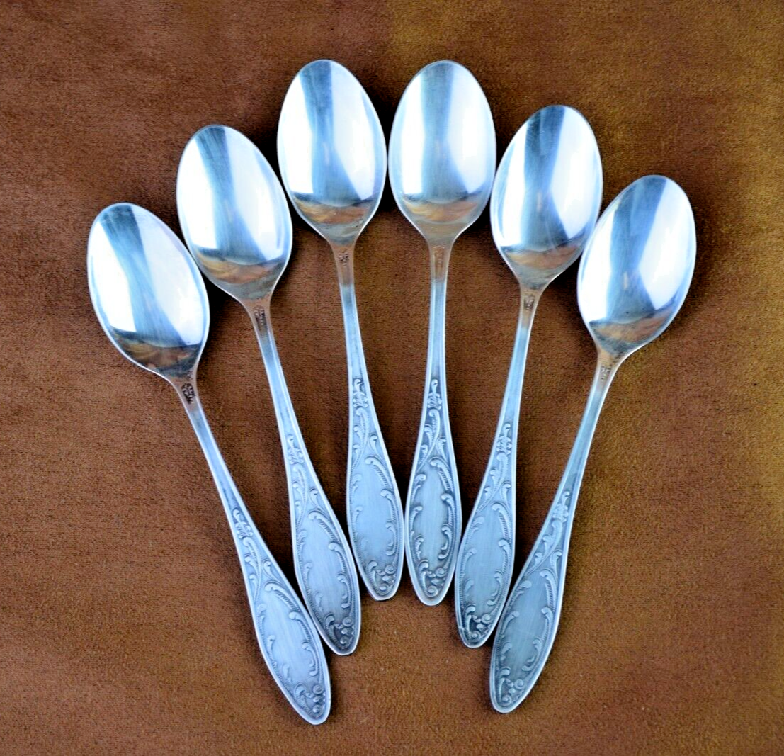 Vintage Soviet Set of 6 Tea Spoons Silver Plated Vintage Spoons Zish Vintage