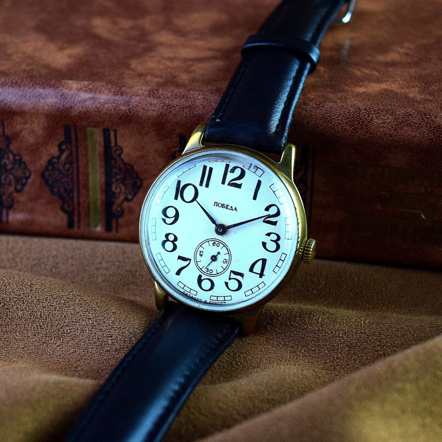 Soviet Wristwatch Pobeda Big Numbers Vintage ZIM Mens Soviet Military Wristwatch