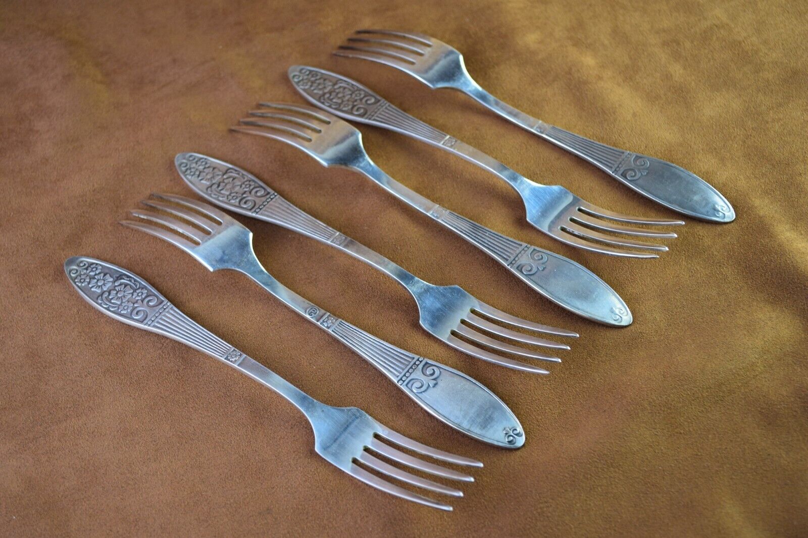 Soviet Vintage Table Forks Silver Plated Melchior Set of 6 USSR Soviet ZID