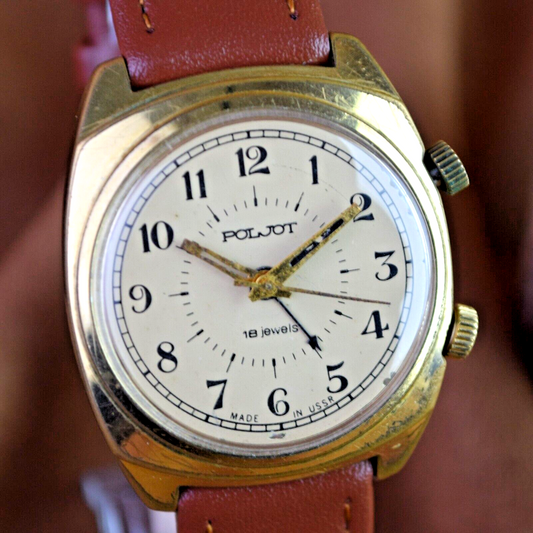 Soviet Watch POLJOT Alarm Signal Vintage Mens USSR Mechanical Wrist Watch