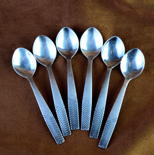 Vintage Coffee Spoons Silver Plated Melсhior Set of 6 Soviet Coffe Spoons