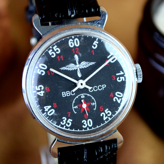 Soviet Wristwatch Pobeda Air Force USSR Vintage Mens Mechanical Watch 15 Jewels