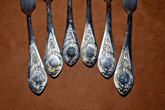 Soviet Vintage Table Forks Silver Plated Melchior Set of 6 USSR Soviet ZID