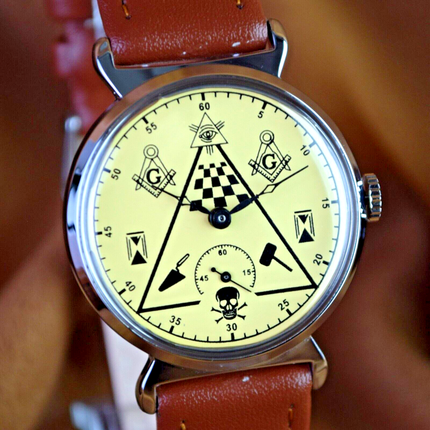 Wristwatch Pobeda Masonic Style Vintage ZIM Mens Soviet Military Wristwatch USSR