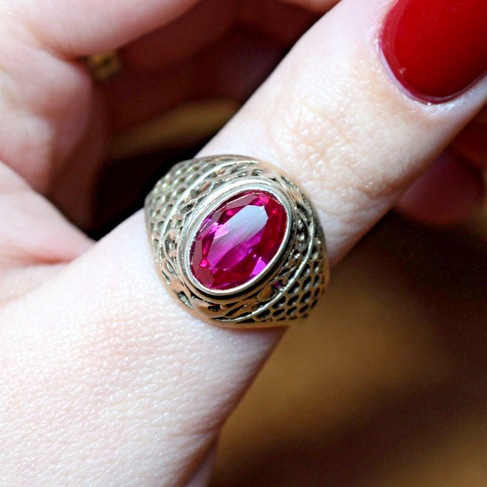 Soviet Silver Ring With Ruby Beautiful Ring Size 9.5 Weigt 5.55 g Antique Ring 