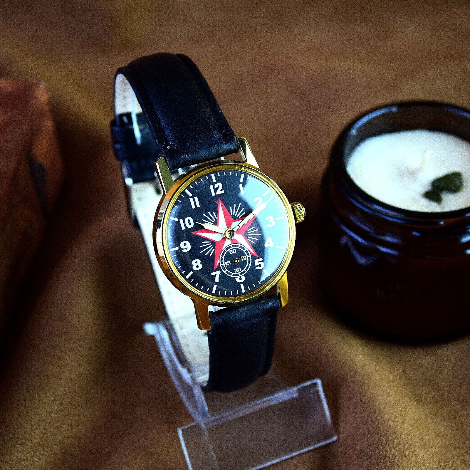 Vintage Military Watch Red Star USSR Pilot Aviation Mechanical Wristwatch Pobeda