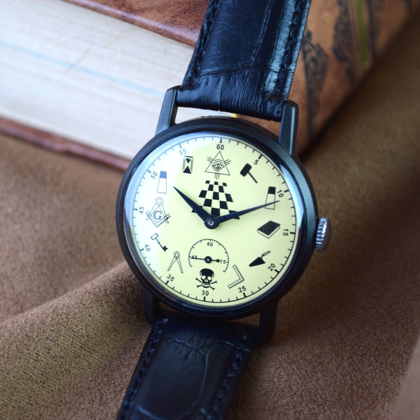 Soviet Watch Pobeda Masonic Style Vintage ZIM Wristwatch Mens Soviet Military