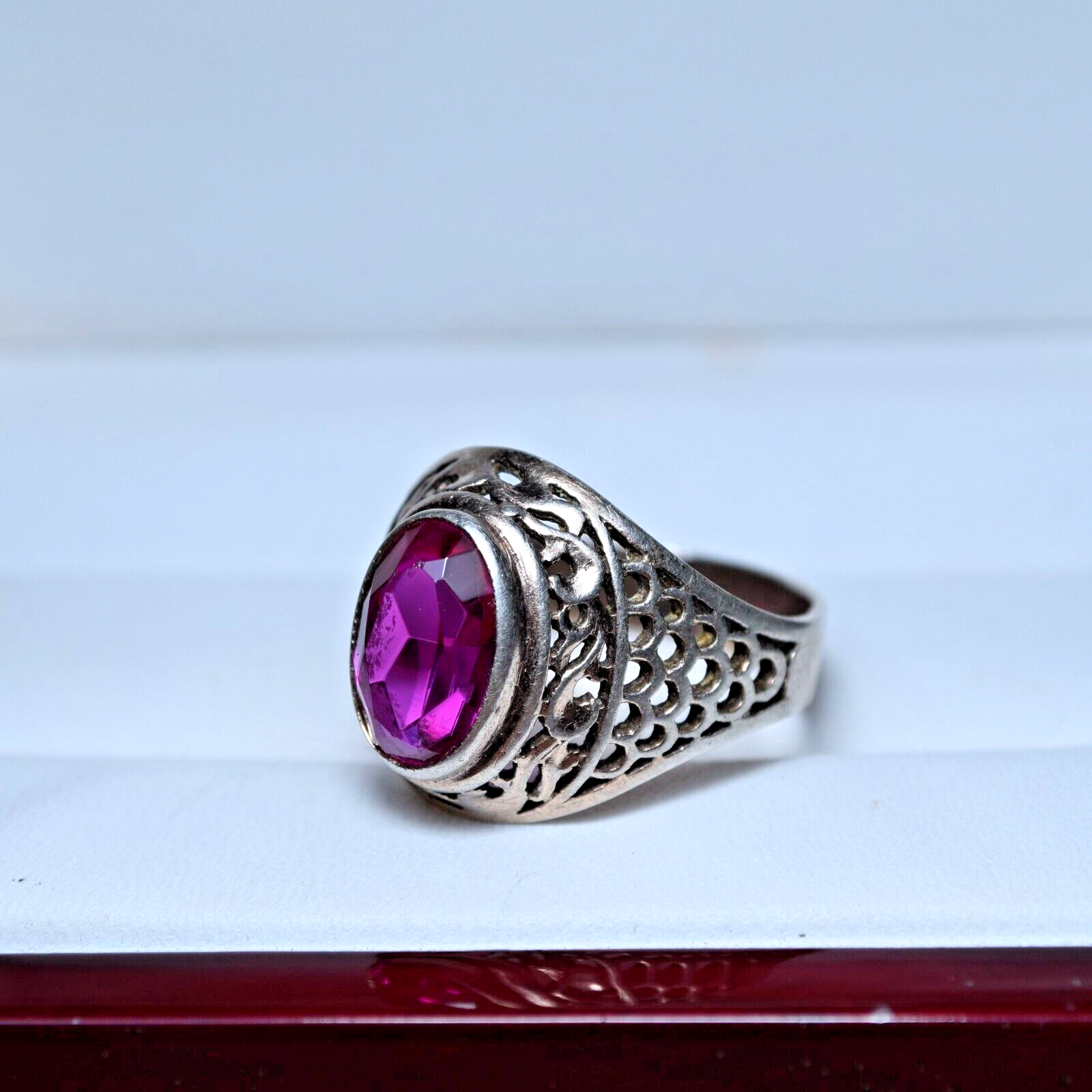 Soviet Silver Ring With Ruby Beautiful Ring Size 9.5 Weigt 5.55 g Antique Ring 