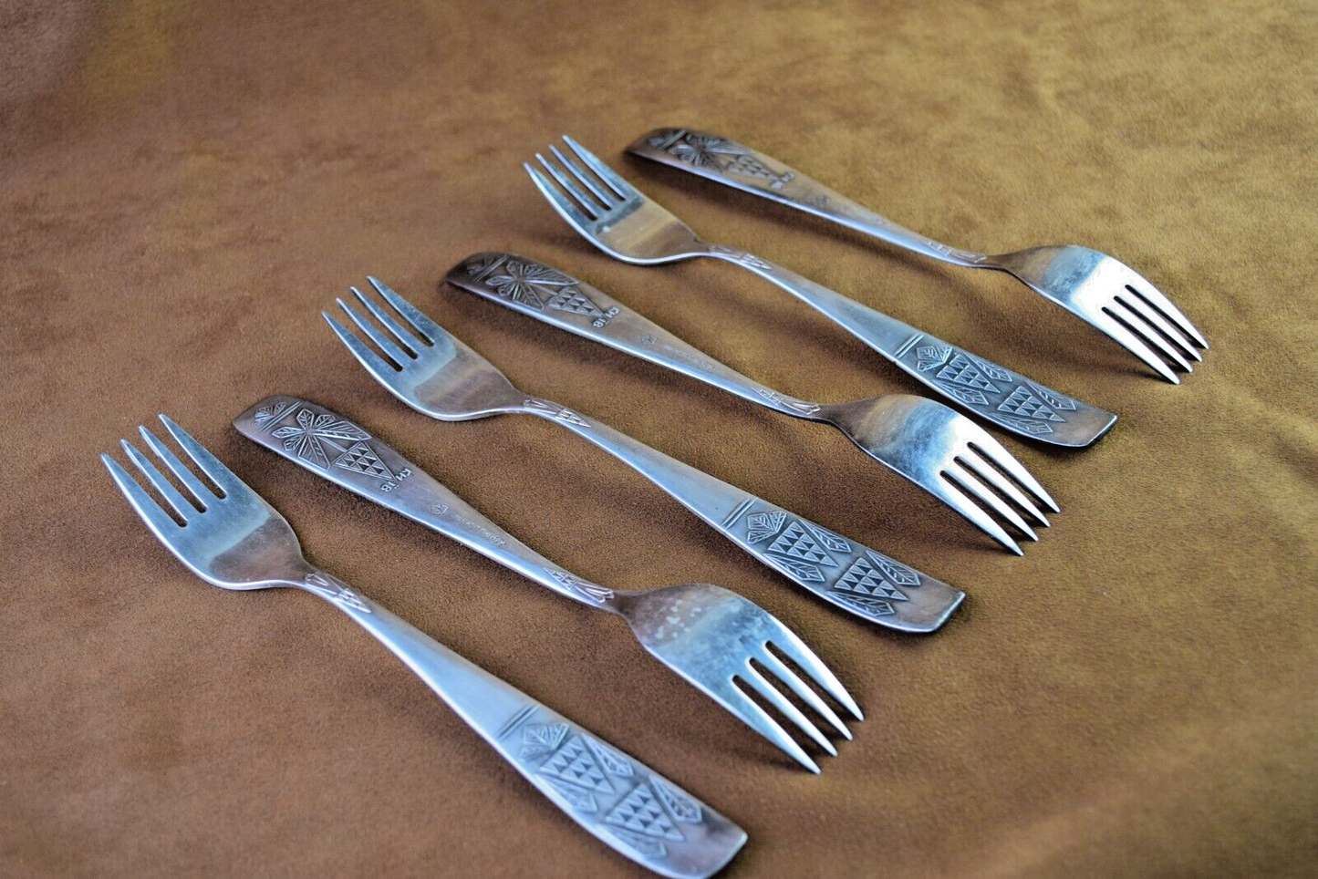 Soviet Set of 6 Vintage Table Forks Silver Plated Melchior Kiev Сhestnut UKRAINE