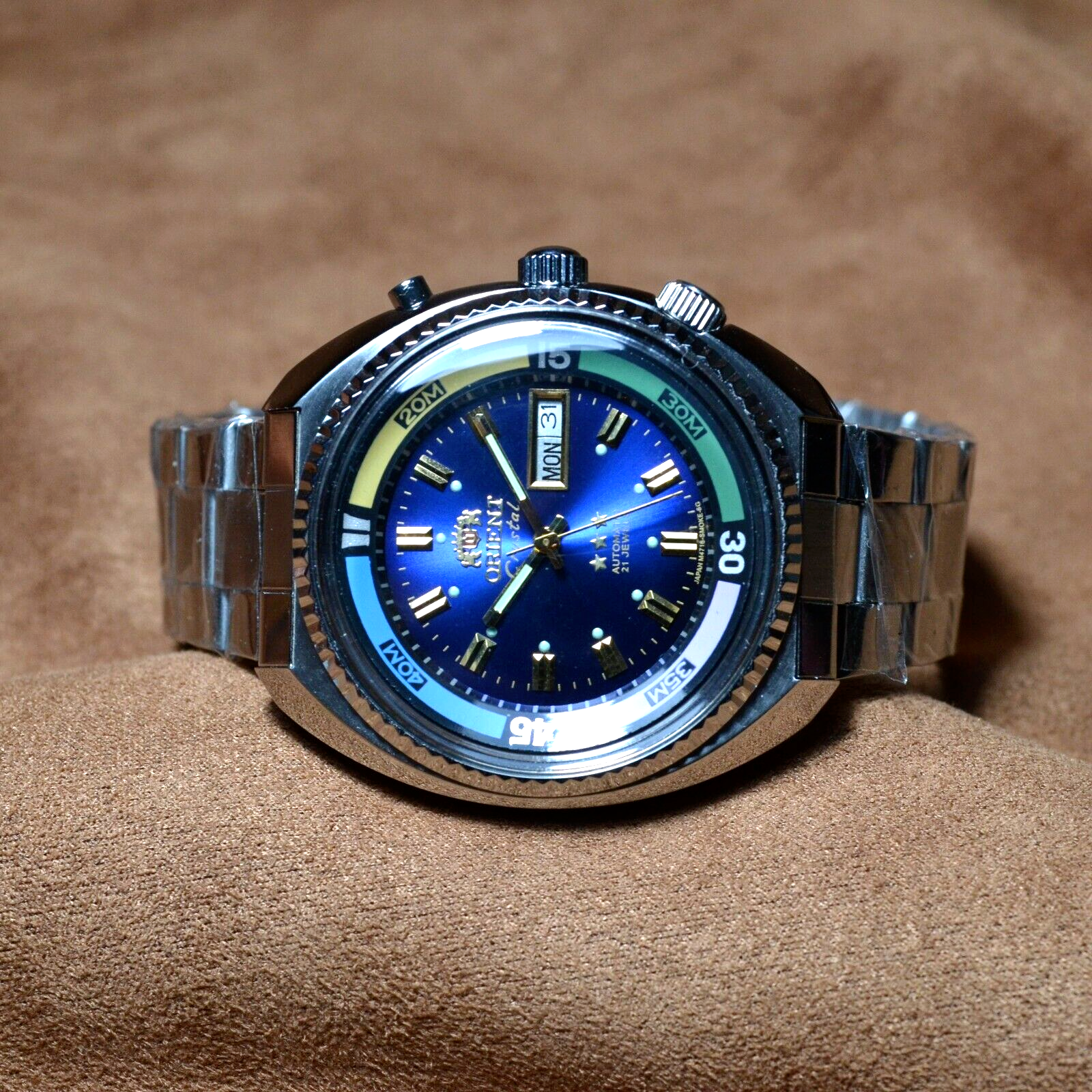 Japan Watch Orient KING DIVER Automatic Watch KD 21 JEWELS Original Blue Dial 