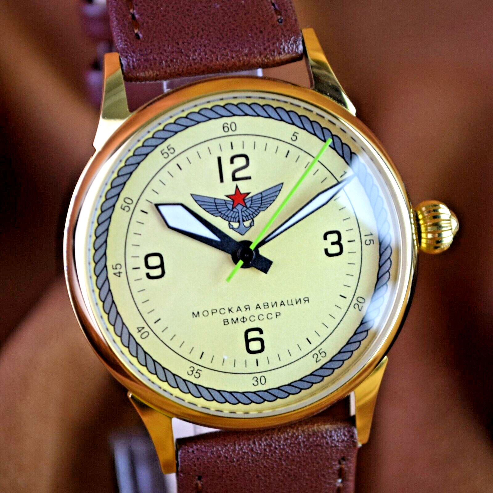 RARE Soviet Wristwatch Raketa Aviator Mens Mechanical Watch Vintage 2609 НA USSR