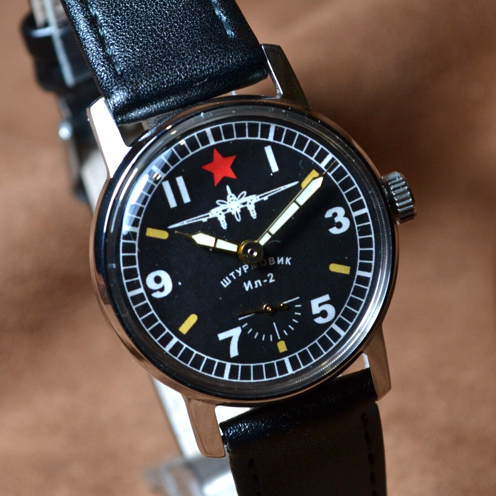 Wristwatch Pobeda Pilot Vintage ZIM Aviator Mens Soviet Military Wristwatch USSR