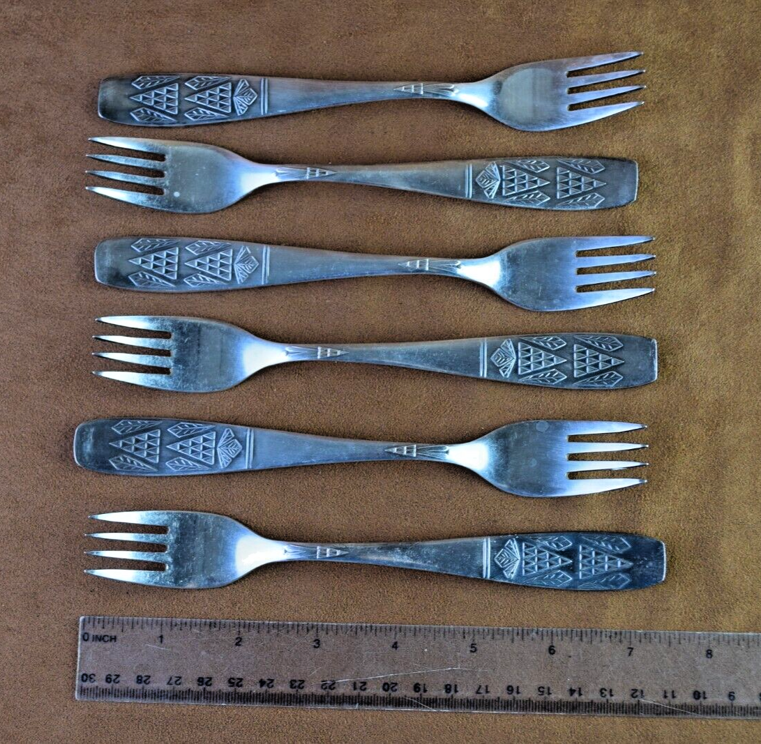 Soviet Set of 6 Vintage Table Forks Silver Plated Melchior Kiev Сhestnut UKRAINE